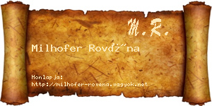 Milhofer Rovéna névjegykártya